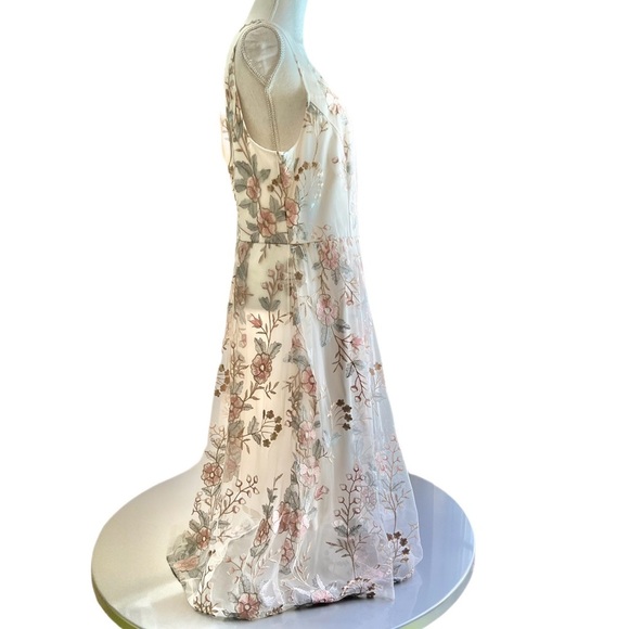 Adrianna Papell Women's Floral Embroidery Flared Dress, Pink Multi, Size 16 - Picture 4 of 7